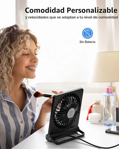 Vista 6 de Koonie Ventilador de escritorio USB, ventilador pequeño ultra silencioso de Negro
