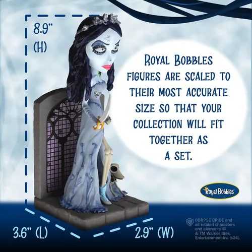 Vista 6 de Royal Bobbles Emily la novia cadáver con espada, gusano y restos – 7.5 pulgadas de alto – Estatua coleccionable de Bobblehead