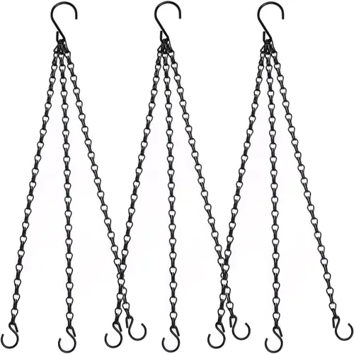 Vista 5 de Heybe Cadena de cesta colgante de 16 pulgadas con ganchos para macetas, comederos de pájaros, linternas y más