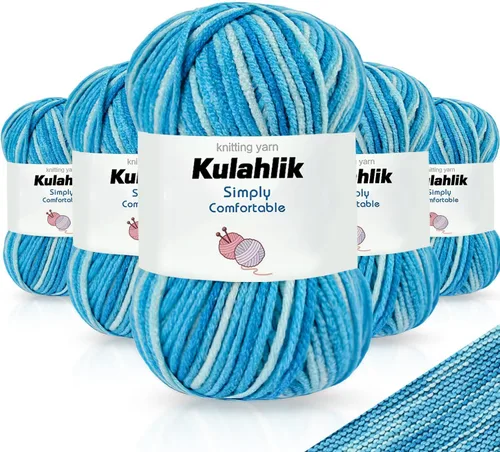 Vista 55 de 50g (1x50g) Hilo Acrílico para Crochet y Tejido, Hilo Degradado Colorido, 1 Rollo de Madejas, Hilo Acrílico Multicolor, Perfecto para Proyectos