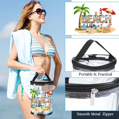 Vista 2 de Sanwuta - Neceser de regalos de playa, resistente, transparente, para loción, bolsas de aseo para viajes, protector solar, maquillaje, estuche