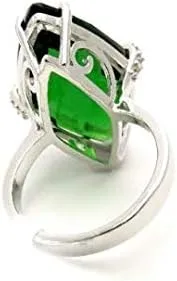 Vista 5 de R6495 Anillo moderno de plata de ley con forma de marquesa de helenita verde de lujo