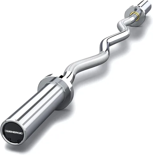 Vista 14 de 47” Solid Steel Olympic Curl Bars, 700LB Oro y negro-capacidad de 700 libras
