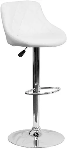 Vista 8 de Pemberly Row Quilted Bucket Seat Adjustable Bar Stool, Brown Vinyl Upholstery, Chrome Base with Footrest, Swivel Counter to Bar Height Stool for