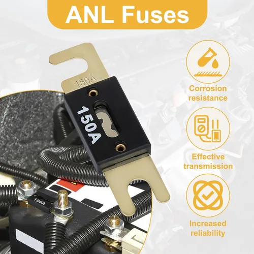 Vista 4 de 3 Fusibles de Cuchilla ANL de 30 Amperios 32VDC, Fusibles para Automóvil, Fusibles Marinos, Fusible en Línea ANL Chapado en Oro Compatible