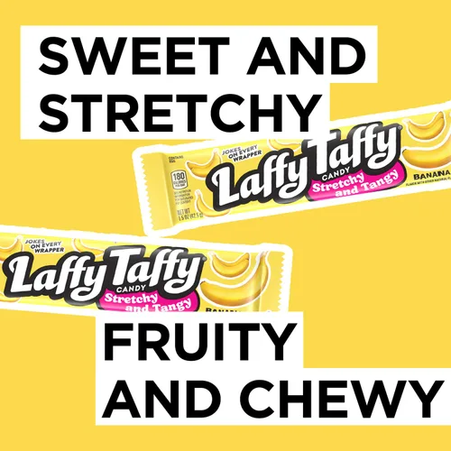 Vista 5 de Laffy Taffy Dulces, Elásticos y Ácidos, Sabor Plátano, Barras de 1.5 Onzas (Paquete de 24)
