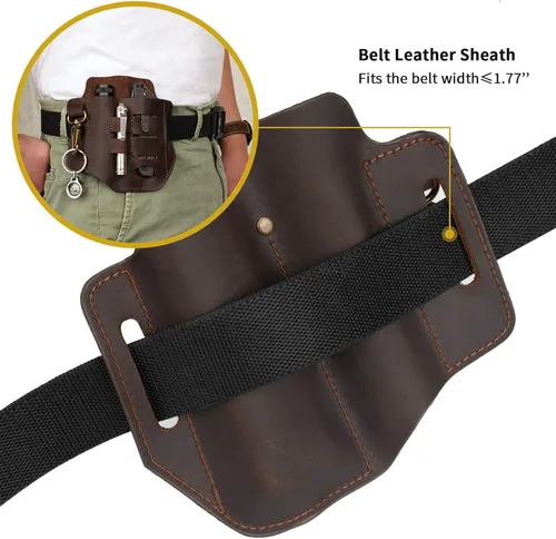 Vista 5 de Funda de cuero EDC, organizador de bolsillo de cuero multiherramienta