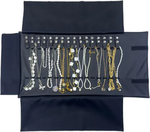 Vista 34 de UnionPlus Travel Necklaces Roll Organizer Anti-Tangle Air Blue Azul aire