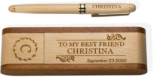 Vista 11 de Juego de bolígrafos y estuches de madera personalizados, bolígrafo de madera natural, regalo de cumpleaños/Navidad/graduación