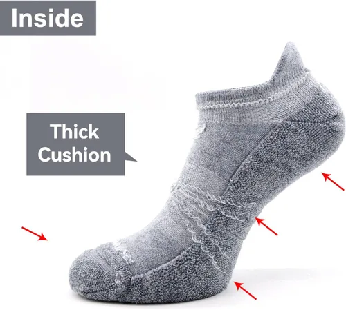 Vista 4 de Socks Daze Paquete de 36 calcetines deportivos de lana merina para hombre y mujer, para correr al tobillo, suaves, gruesos, acolchados