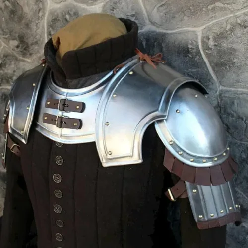 Vista 5 de Juego de hombreras medievales de acero medieval con diseño de gorget y faldones de guerrero de batalla juego de armadura de hombro y hombros