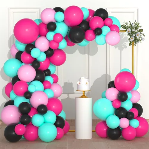 Vista 9 de Kit de arco de guirnalda de globos de color verde azulado y blanco – Arco de guirnalda de globos de mar con globos azules y verde azulado