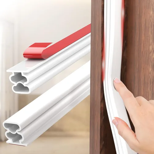 Vista 12 de alophoty Burlete para puerta – Tira de sellado de puerta de goma TPE autoadhesiva de 10 pies para marco de puerta, sello de ventana, aislamiento