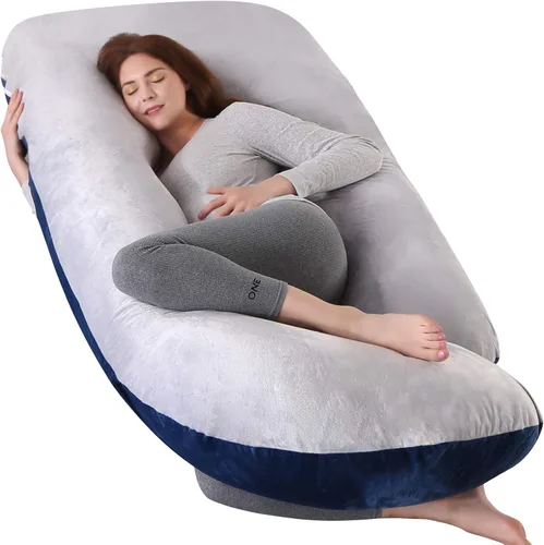 Vista 15 de Elover - Almohada de embarazo en forma de U, soporte de maternidad de cuerpo completo