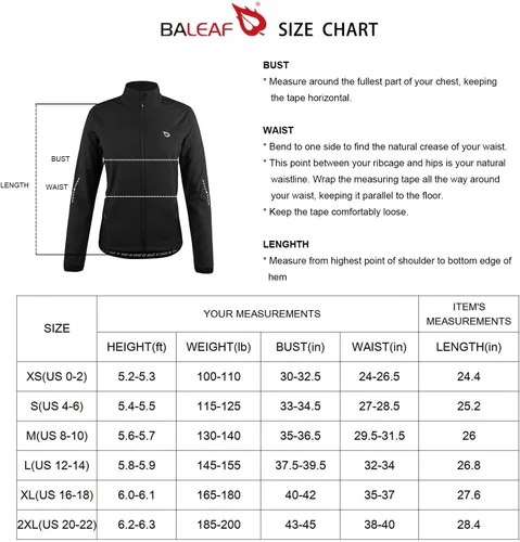 Vista 6 de BALEAF Women's Cycling Jacket Windproof Thermal Winter Running Cold Weather Gear Waterproof Softshell Warm