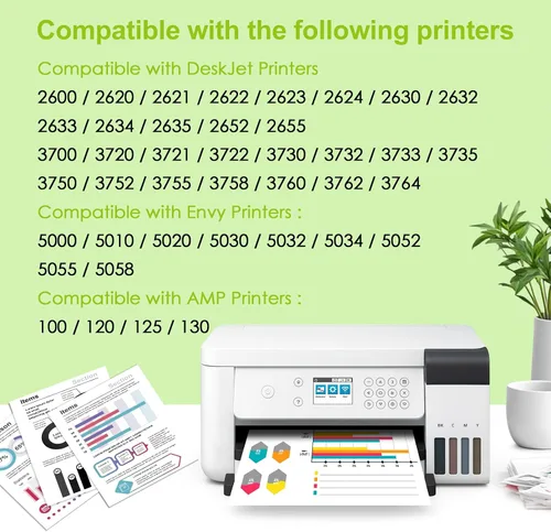Vista 2 de 65XL 65 Cartucho de tinta negro compatible con HP Ink 65 para HP65 XL 65XL Cartucho de tinta negra para impresoras HP Envy 5000 5055 5058 5052 5014