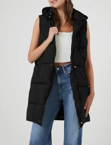 Vista 6 de Fiona Jolin Chaleco largo acolchado con capucha para mujer, abrigos de invierno acolchados sin mangas, chaquetas hinchadas