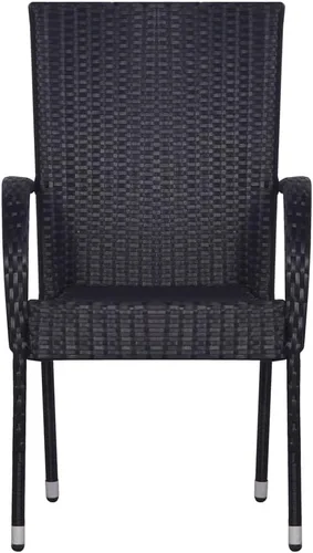 Vista 3 de 2 sillas de comedor de ratán para patio, sillas de patio apilables para exteriores, ratán de polietileno con reposabrazos y marco de acero, juego
