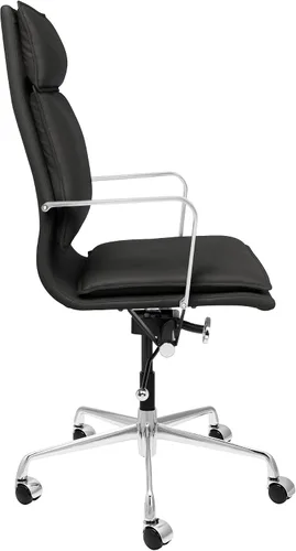 Vista 4 de Laura Davidson Furniture Lexi II - Silla de oficina acolchada, silla de escritorio con respaldo alto y reposabrazos de aluminio, disponibilidad