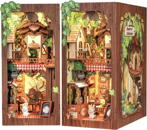 Vista 12 de Kit de rincón de libros Cutefun - Kit de casa de muñecas en miniatura de bricolaje para adultos y adolescentes, kit de construcción de mini casa