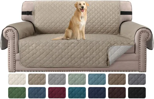 Vista 34 de H.VERSAILTEX Funda de sofá resistente al agua para sofá de 3 cojines, reversible, protector de muebles acolchado con correa elástica, funda de sofá