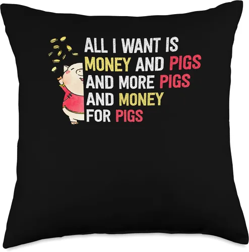 Vista 5 de All I Want Is Money Mini Pig Miniature Pigs Gift All I Want is Money and Mini Pet - Almohada para dueño de cerdos en miniatura, 16 x 16 pulgadas
