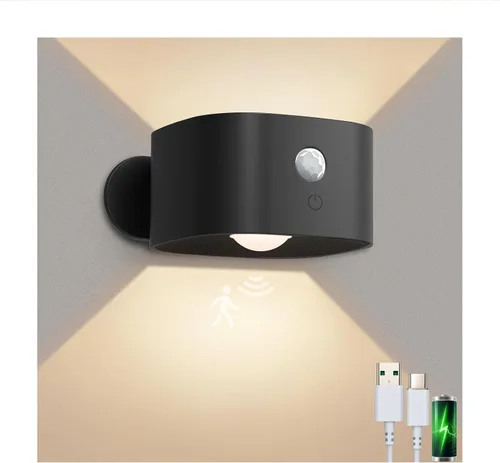 Vista 8 de Deyagoo 2PACK Lámpara de pared LED con control remoto - Lámpara de pared recargable, 3 colores y 3 niveles de brillo, cabezal giratorio magnético
