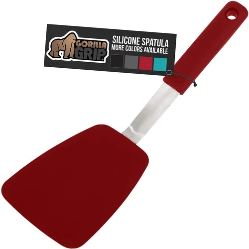 Vista 11 de GORILLA GRIP Espátula de silicona flexible de grado alimenticio, cabezal resistente al calor para sartén antiadherente, mango de goma suave