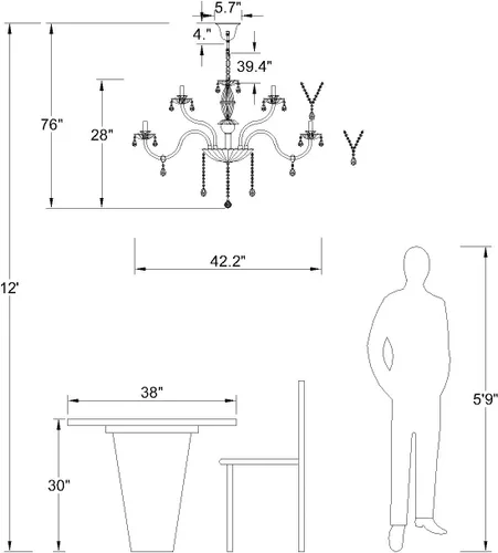Vista 7 de Maxax Candelabro de cristal de 18 luces, moderna lámpara colgante colgante con gotas de lluvia, iluminación de techo ajustable de cadena, base E12