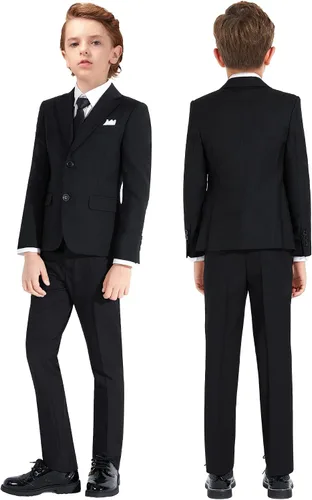 Vista 2 de Marvelous Kids Conjunto de traje formal para niños, 5 piezas, trajes de moda ajustados