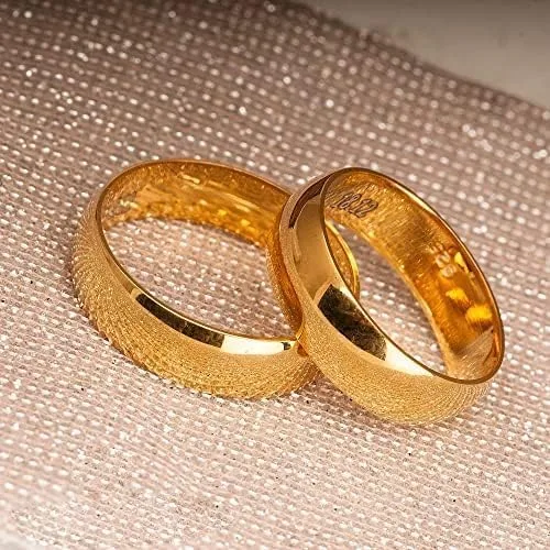 Vista 4 de Juego de anillos de boda de 0.236 pulgadas, chapado en oro de 14 quilates, juego de alianzas de boda a juego personalizado para hombre y mujer