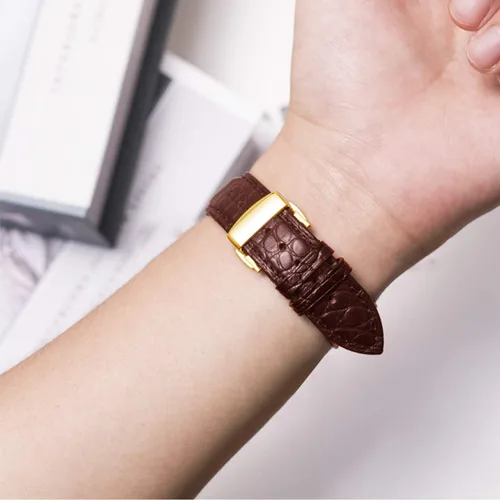 Vista 8 de Moran - Correa con estampado de cocodrilo y de cuero vacuno, para reloj de pulsera de 18 mm a 24 mm, para mujer y hombre