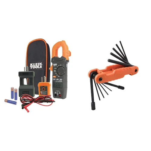 Vista 9 de Klein Tools CL120KIT - Kit de medidor de abrazadera digital de rango automático y probador de salida GFCI RT250 con pantalla LCD, probador
