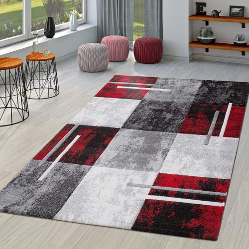 Vista 5 de Alfombra de diseño moderna con corte de contorno a cuadros en marrón beige, tamaño: 2' x 3'7