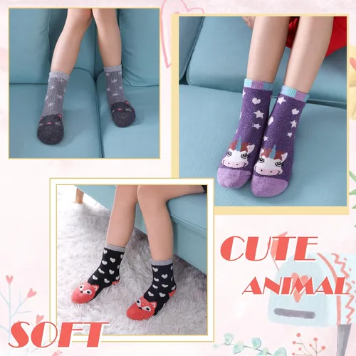 Vista 3 de 6 pares de calcetines de lana cálidos para niños y niñas para senderismo