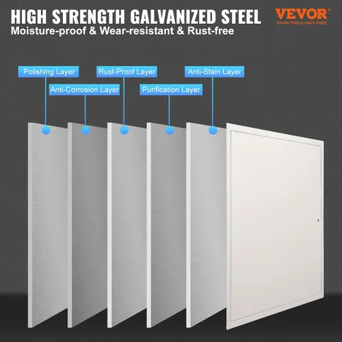Vista 2 de VEVOR Panel de acceso de metal para techo de paneles de yeso, puertas de acceso de fontanería de 16 x 16 pulgadas con bloqueo de pestillo de leva