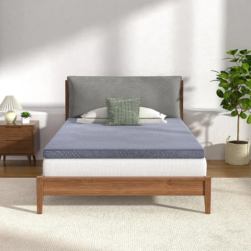 Vista 3 de VECELO Cubrecolchón de espuma viscoelástica con infusión de gel, tamaño individual, protector de colchón fresco de 2 pulgadas con funda lavable