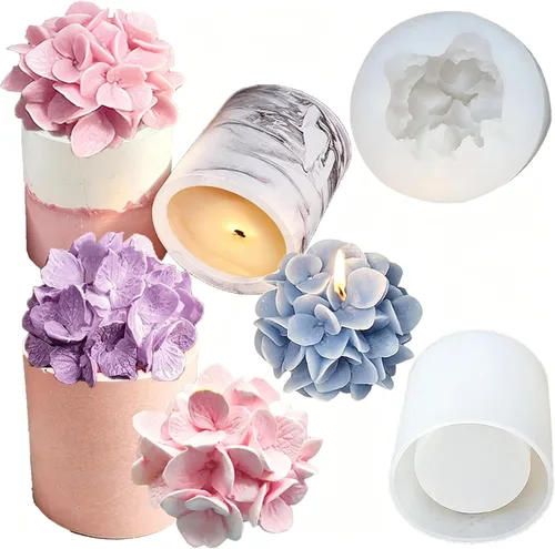 Vista 12 de Molde de silicona de oso de peluche 3D de burbujas y bolas superpuestas 3D con soportes para agujas de vela para decoración de mesa de jabón de vela