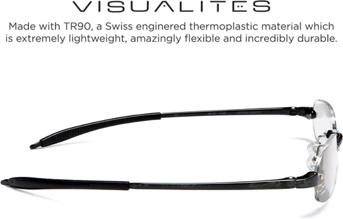 Vista 3 de Visualites Gafas de lectura sin montura ovaladas ligeras para hombres y mujeres - Modelo - VIS 5 Negro