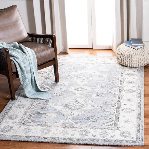 Vista 10 de SAFAVIEH Suzani Collection - Alfombra decorativa de 2 x 3 pies, gris y marfil, lana bohemia hecha a mano, ideal para zonas de alto tráfico
