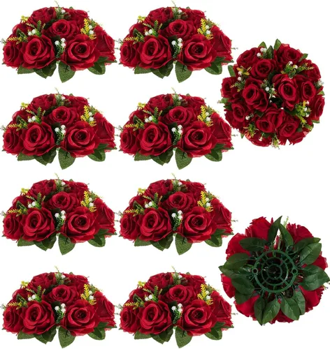 Vista 38 de BLOSMON Bolas de Flores para Bodas, Centros de Mesa de Rosas, 2 Piezas, Flores Artificiales Negras, Bolas Florales Colgantes, Decoración de Arreglos