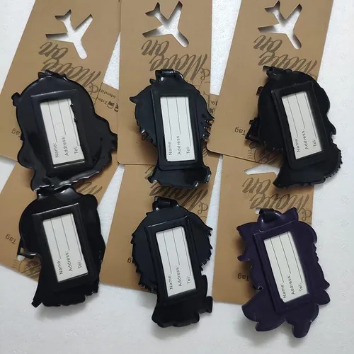 Vista 6 de 2 piezas de Demon Anime Slayer Etiqueta de identificación de maleta con Kimetsu No Yaiba Manga Adhesivo de silicona para cinturón de viaje o viaje
