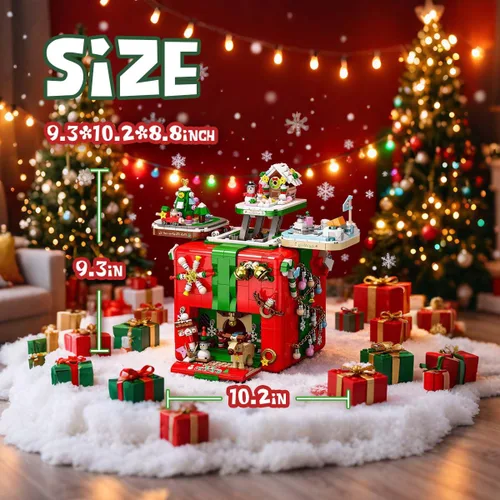 Vista 4 de HoverBots Juego de bloques de construcción de Navidad para adultos, 1873 piezas, juego de juguetes de construcción de Navidad, ladrillos