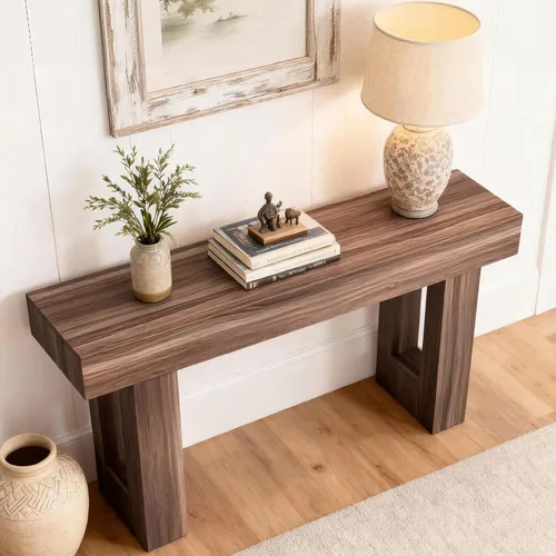 Vista 2 de VEVOR Mesa de consola, mesa de entrada de 63 pulgadas, mesa rectangular de madera, mesa de sofá estrecha detrás del sofá, mesas de consola