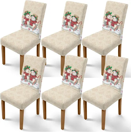 Vista 17 de Rnyleeg Juego de 1 fundas navideñas para sillas de comedor, color azul oscuro, fundas protectoras extraíbles y lavables para sillas de cocina
