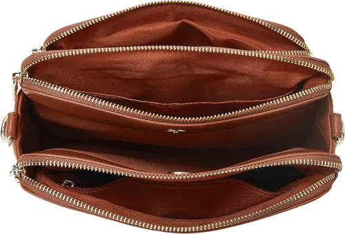 Vista 6 de Bolsos cruzados para mujer, bolso de hombro de tres capas, cuero vegano, múltiples compartimentos, bolsos, carteras, bolso de mano Hobo Clutch 2024