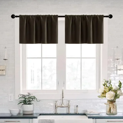 Vista 38 de XTMYI Cortinas pequeñas para ventana de sótano, cenefas opacas para oscurecer la habitación para sala de estar, juego de 2 unidades, beige natural