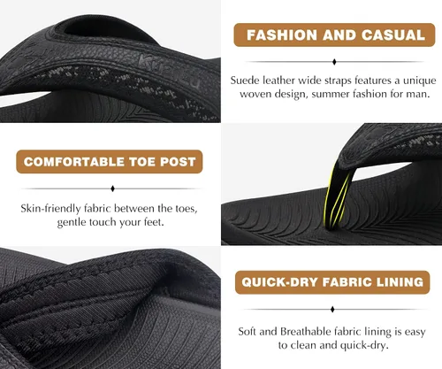 Vista 6 de KuaiLu - Sandalias deportivas para hombre con soporte de arco ortopédico estilo tanga con soporte para fascitis plantar para exteriores, de verano