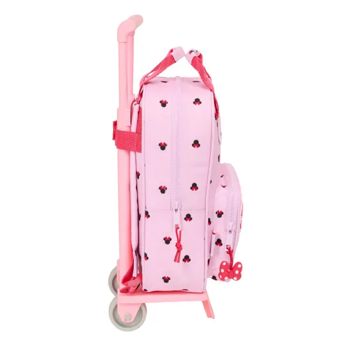 Vista 4 de Mochila Escolar con Ruedas Minnie Mouse Naive Rosa 20 x 28 x 8 cm