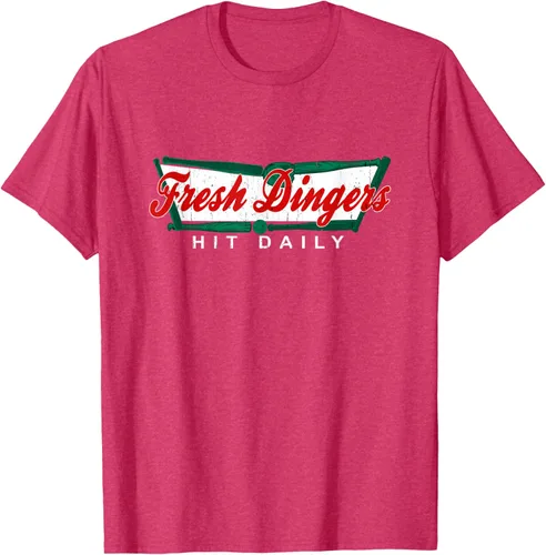 Vista 24 de Camiseta divertida de béisbol y softbol Don't Bunt Hit Fresh Dingers, Negro